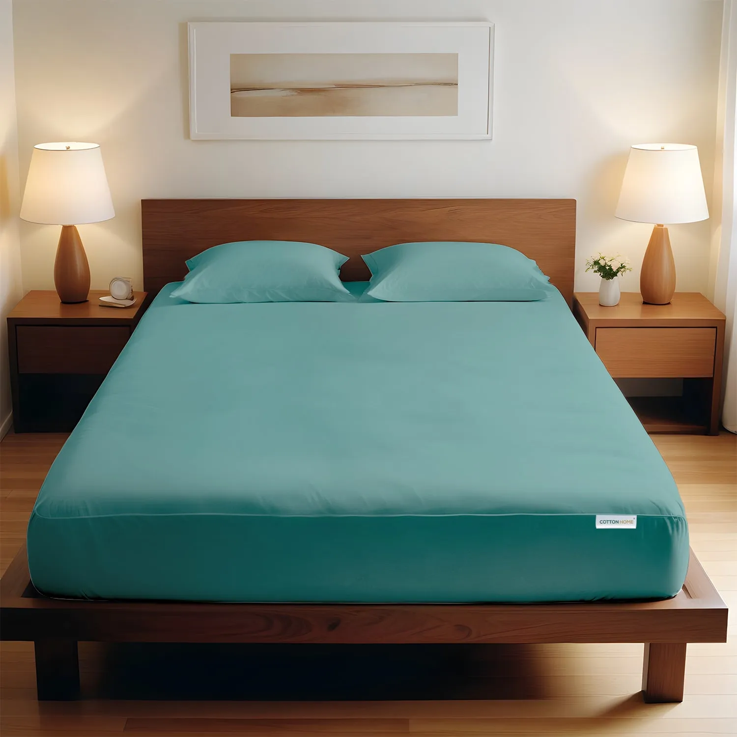 3 Piece Fitted Sheet Set Super Soft Teal Single Size 90x200 20cm with 2 Pillow Case