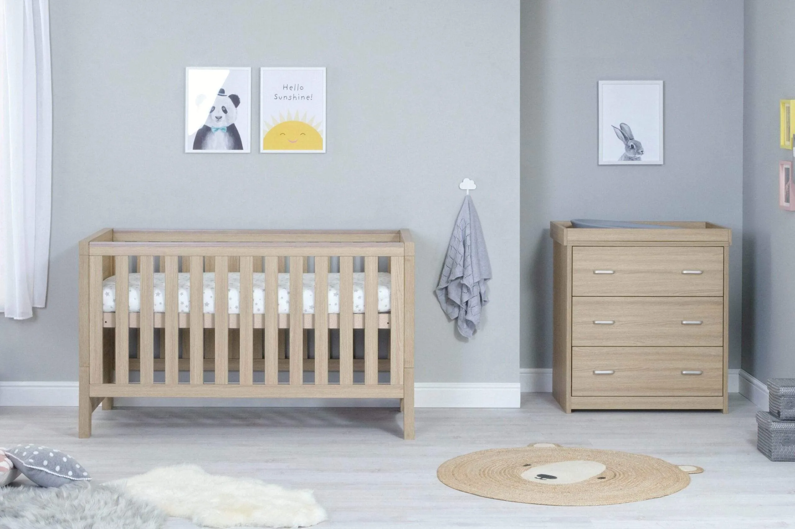 Babymore Luno 2 Piece Furniture Set - Oak