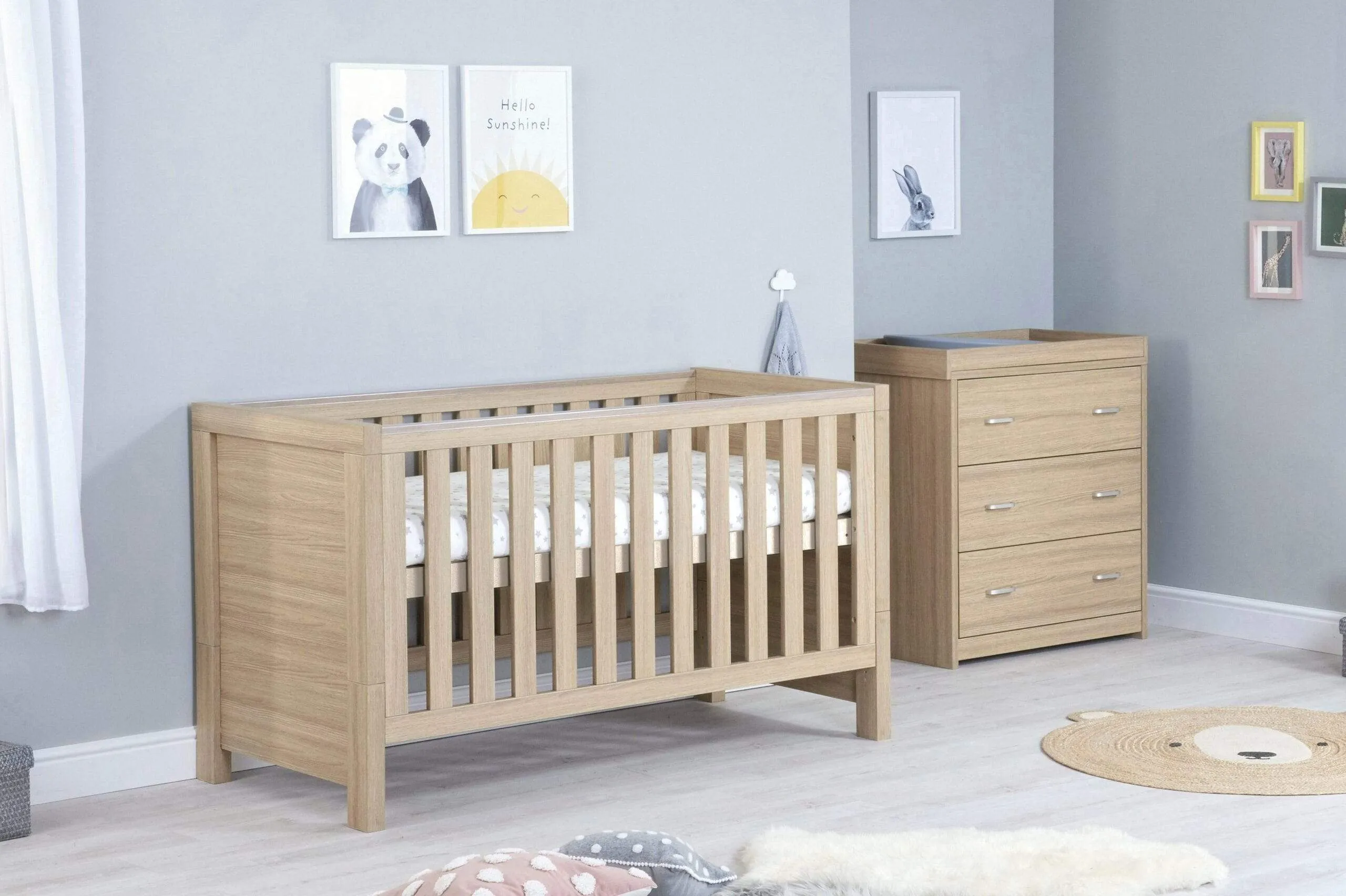 Babymore Luno 2 Piece Furniture Set - Oak