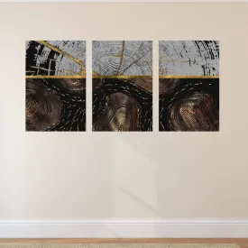 Black and gold abstract wall art Abstract painting Multi panel wall art Housewarming gift Home wall decor 3 panel canvas