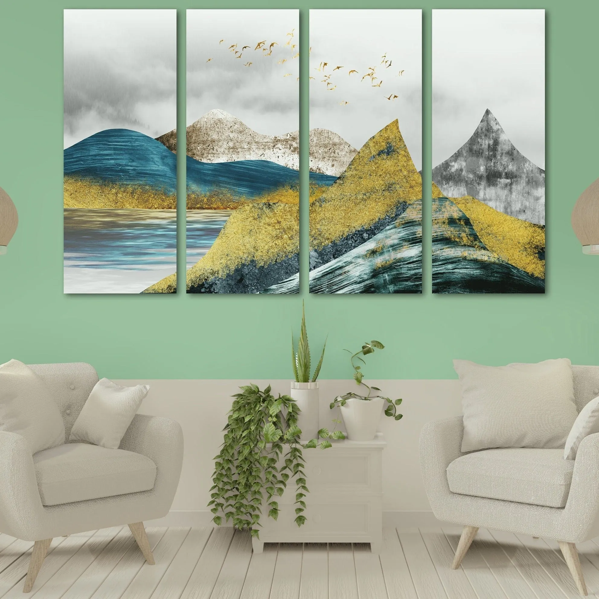 Blue ridge mountains abstract nature wall art canvas paintings japanese art canvas mountains wall art Smoky mountains gift