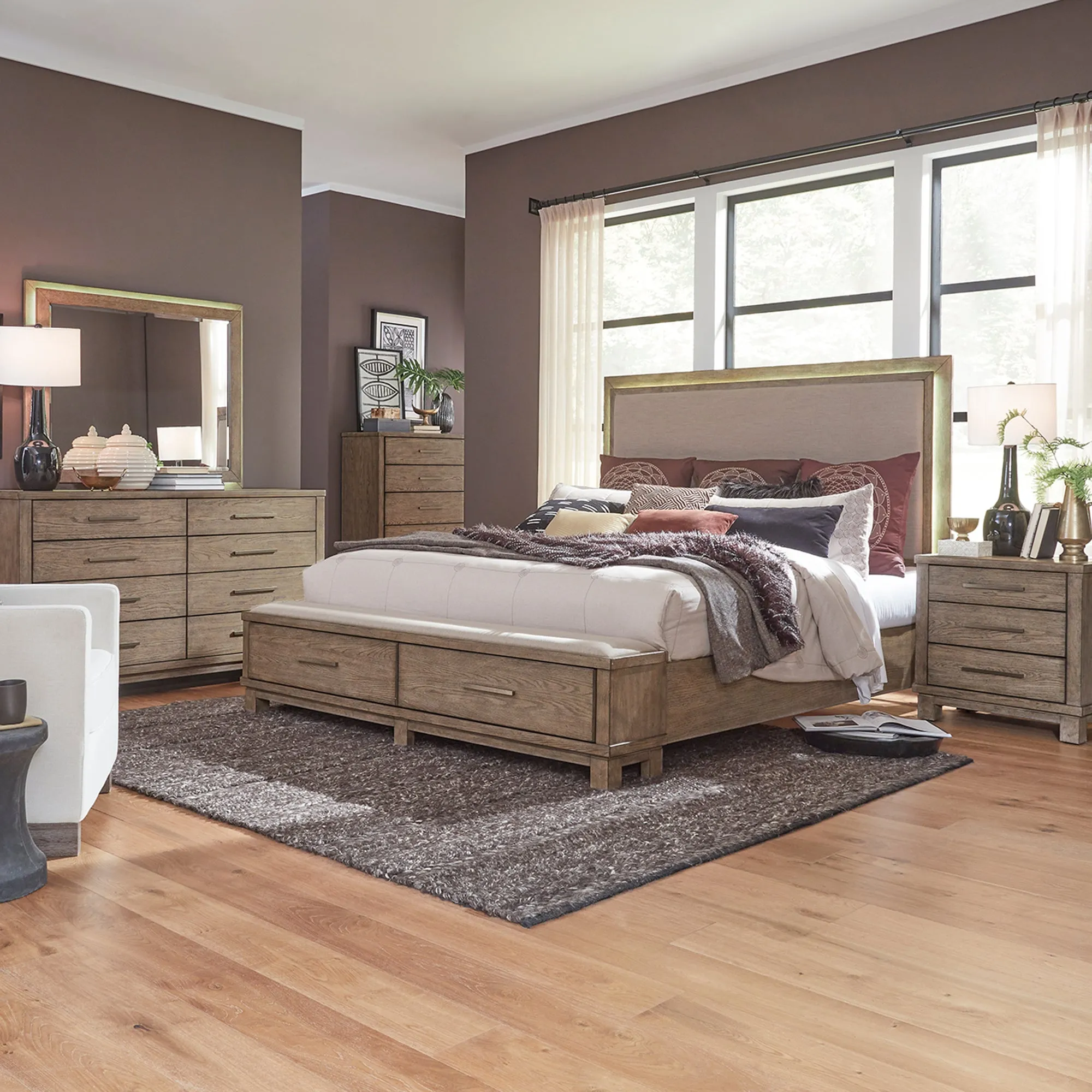 Canyon Road 876-BR-KSBDMCN King Storage Bed, Dresser & Mirror, Chest, Night Stand