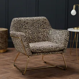 Charles Velvet Leopard Print Armchair