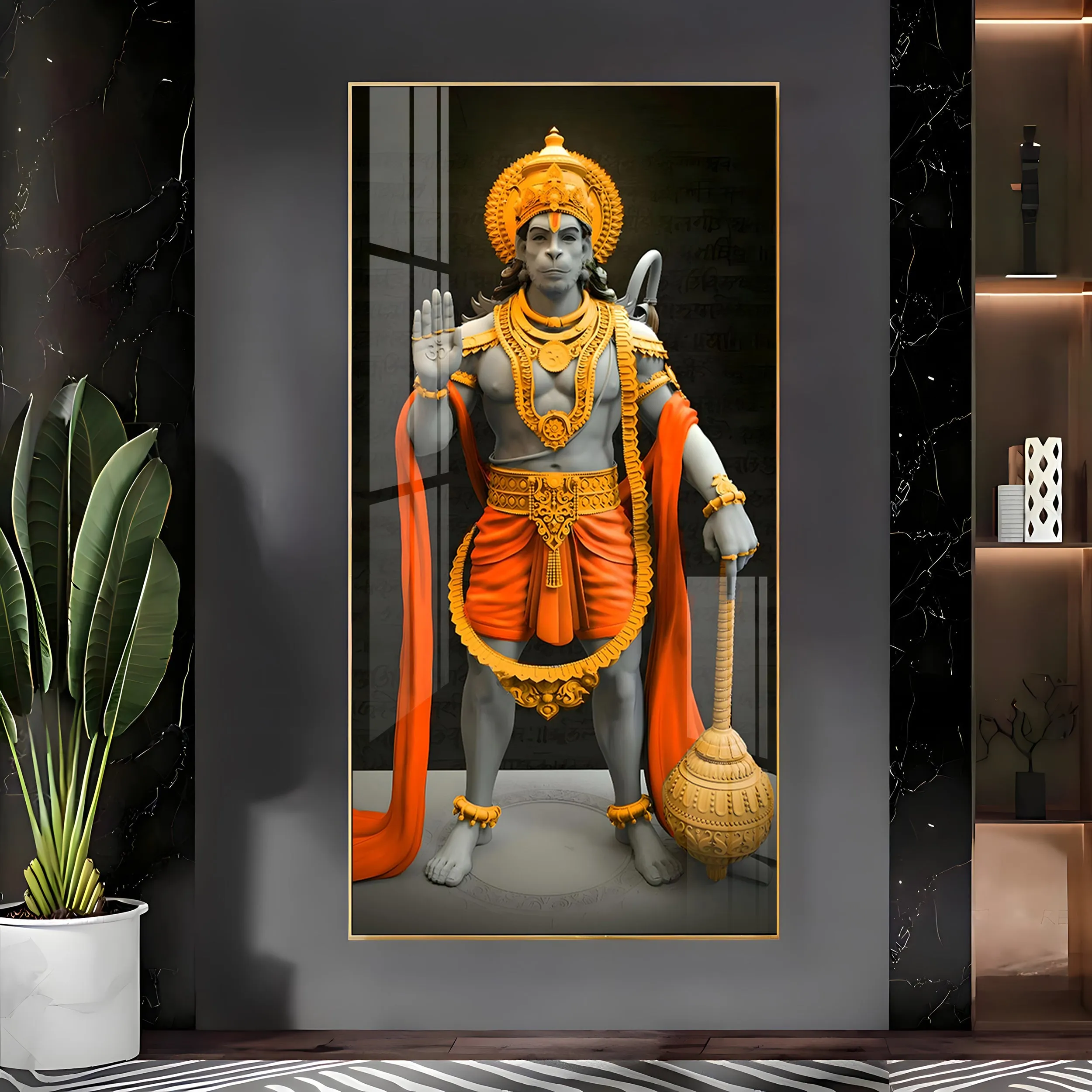 Cheeranjivi Hanuman Premium Acrylic Vertical Wall Art