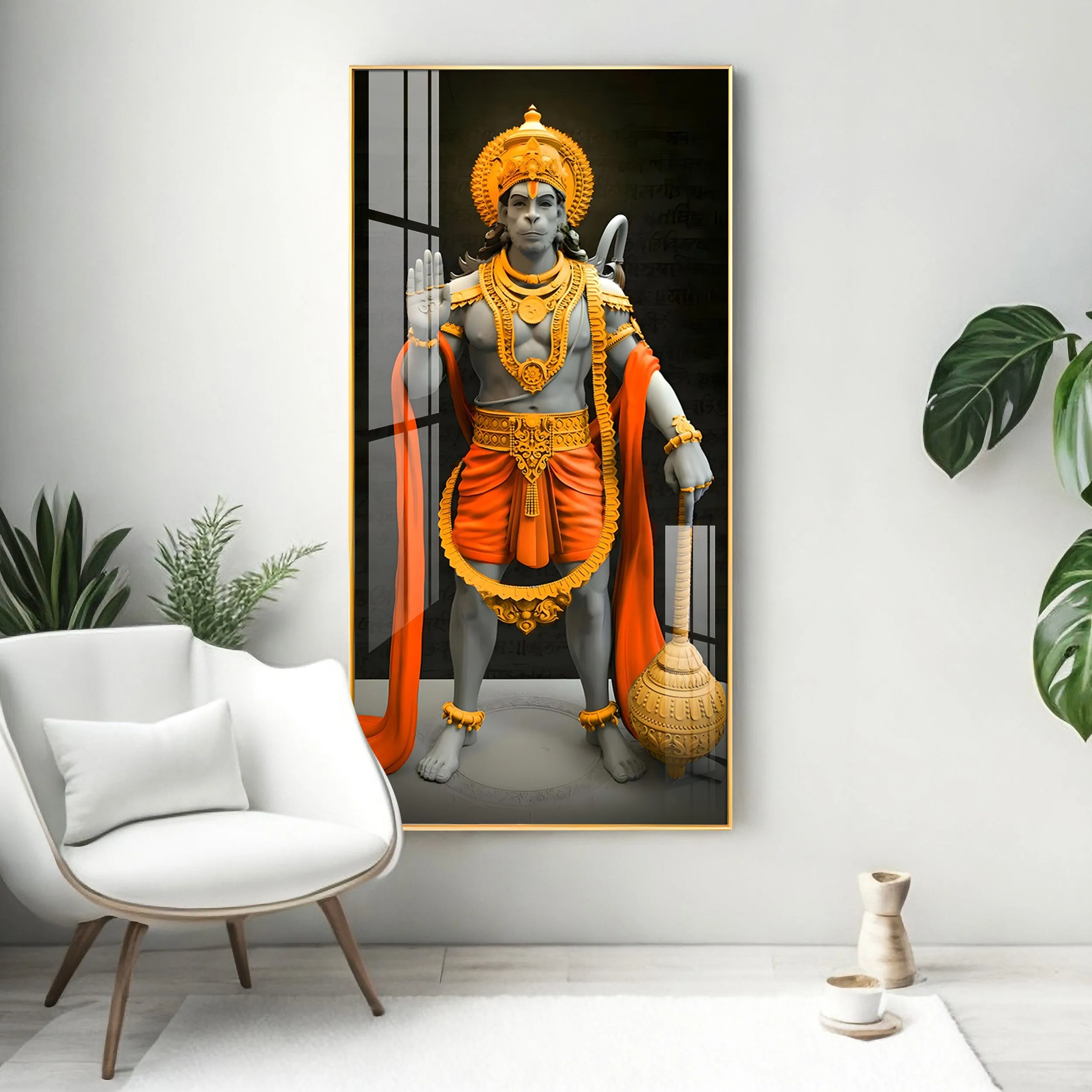 Cheeranjivi Hanuman Premium Acrylic Vertical Wall Art