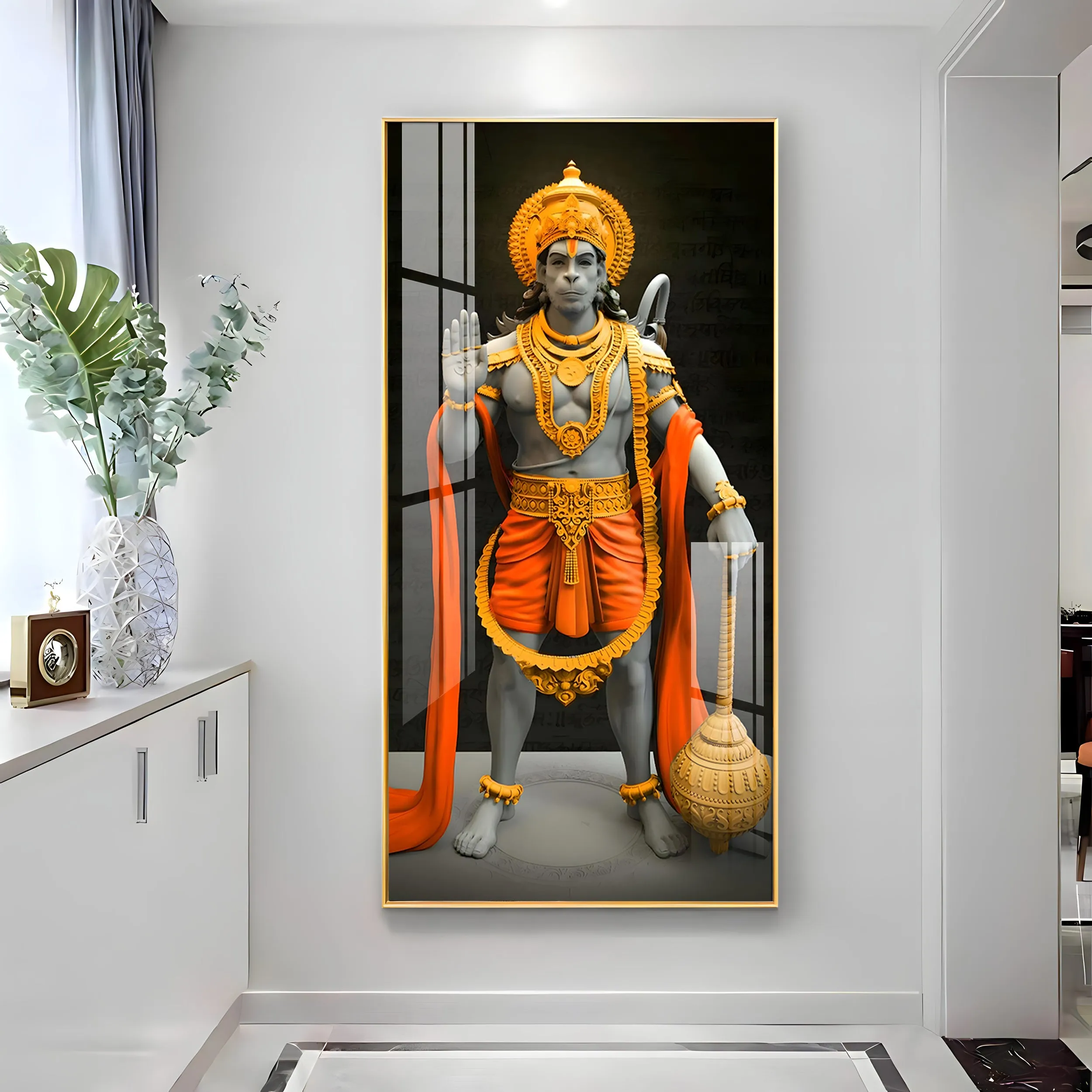 Cheeranjivi Hanuman Premium Acrylic Vertical Wall Art