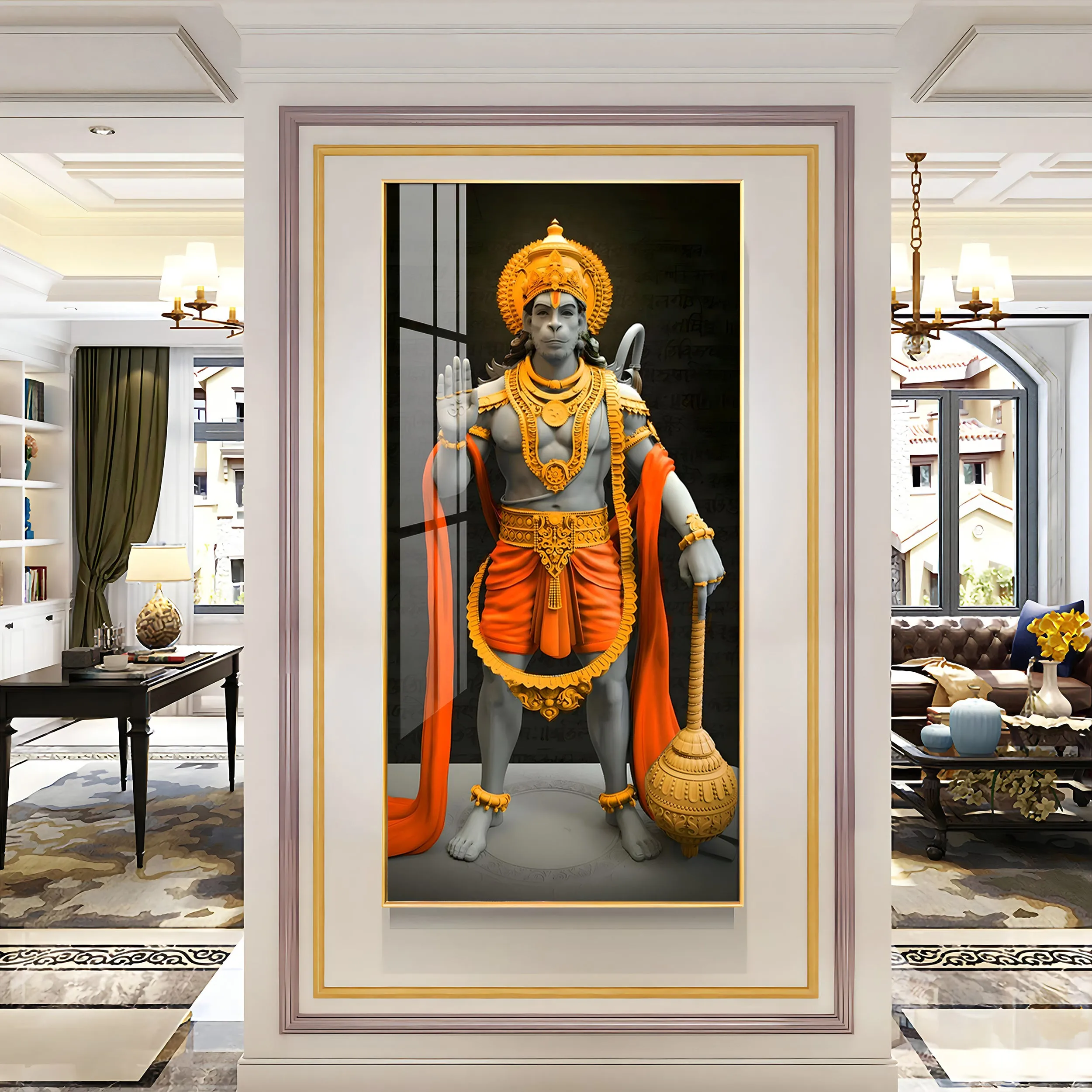 Cheeranjivi Hanuman Premium Acrylic Vertical Wall Art