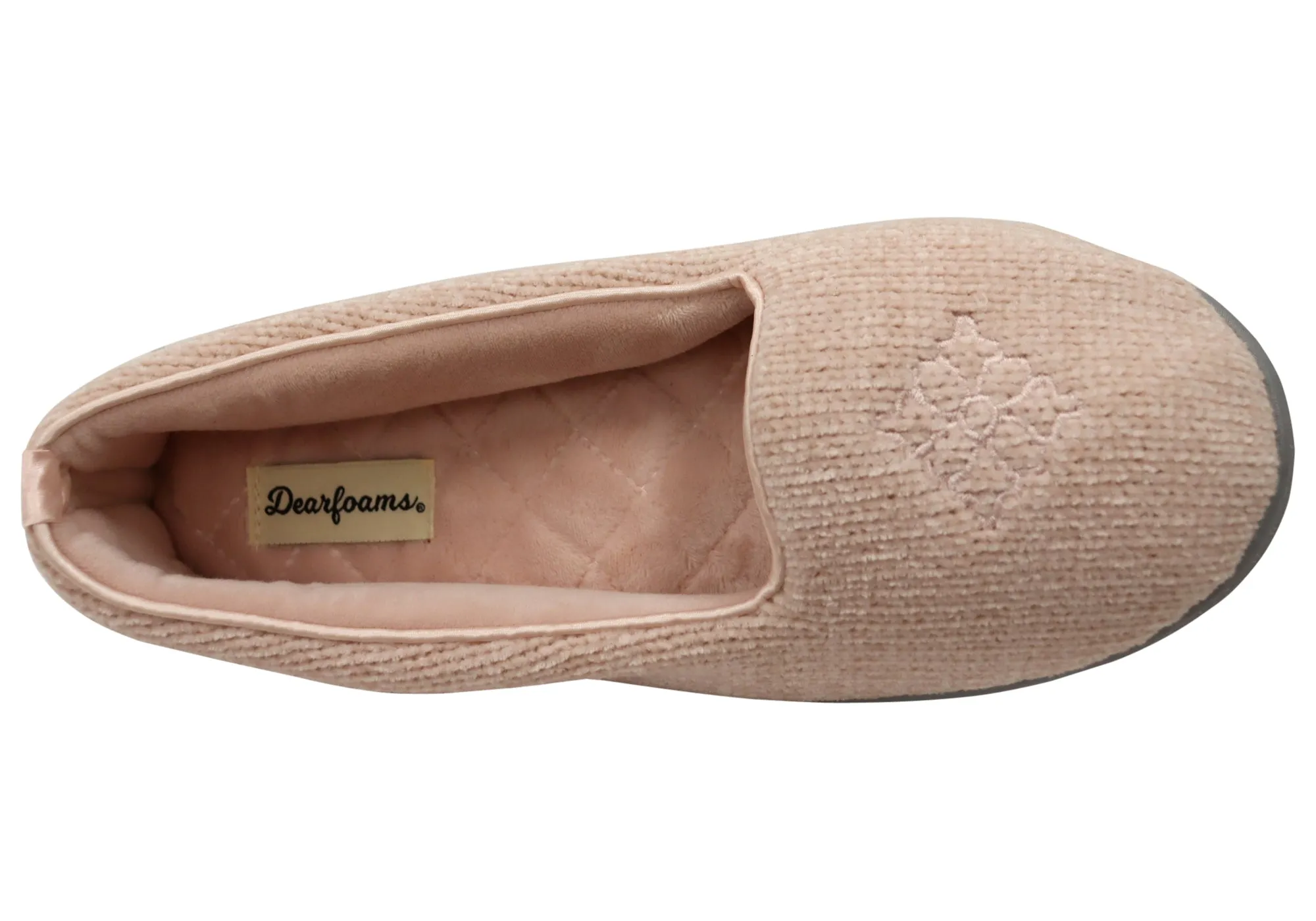 Dearfoams Womens Rebecca Chenille Closed Back Wide Width Slippers