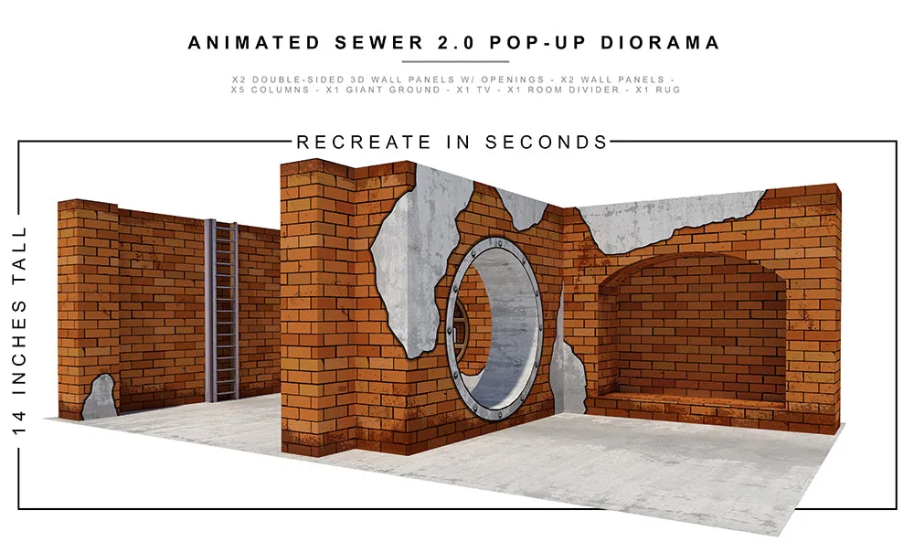 Extreme-Sets Animated Sewer 2.0 Pop-up Diorama 1:12 (6-7 inch scale action figures) Playset LOW STOCK