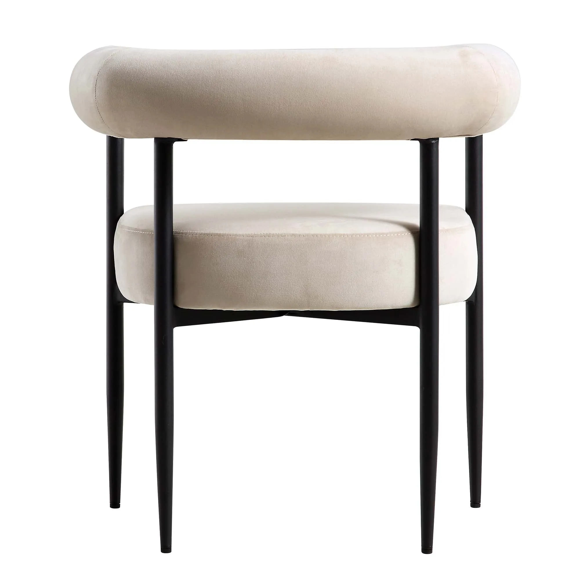 Fulbourn Champagne Velvet Dining Chair with Black Legs