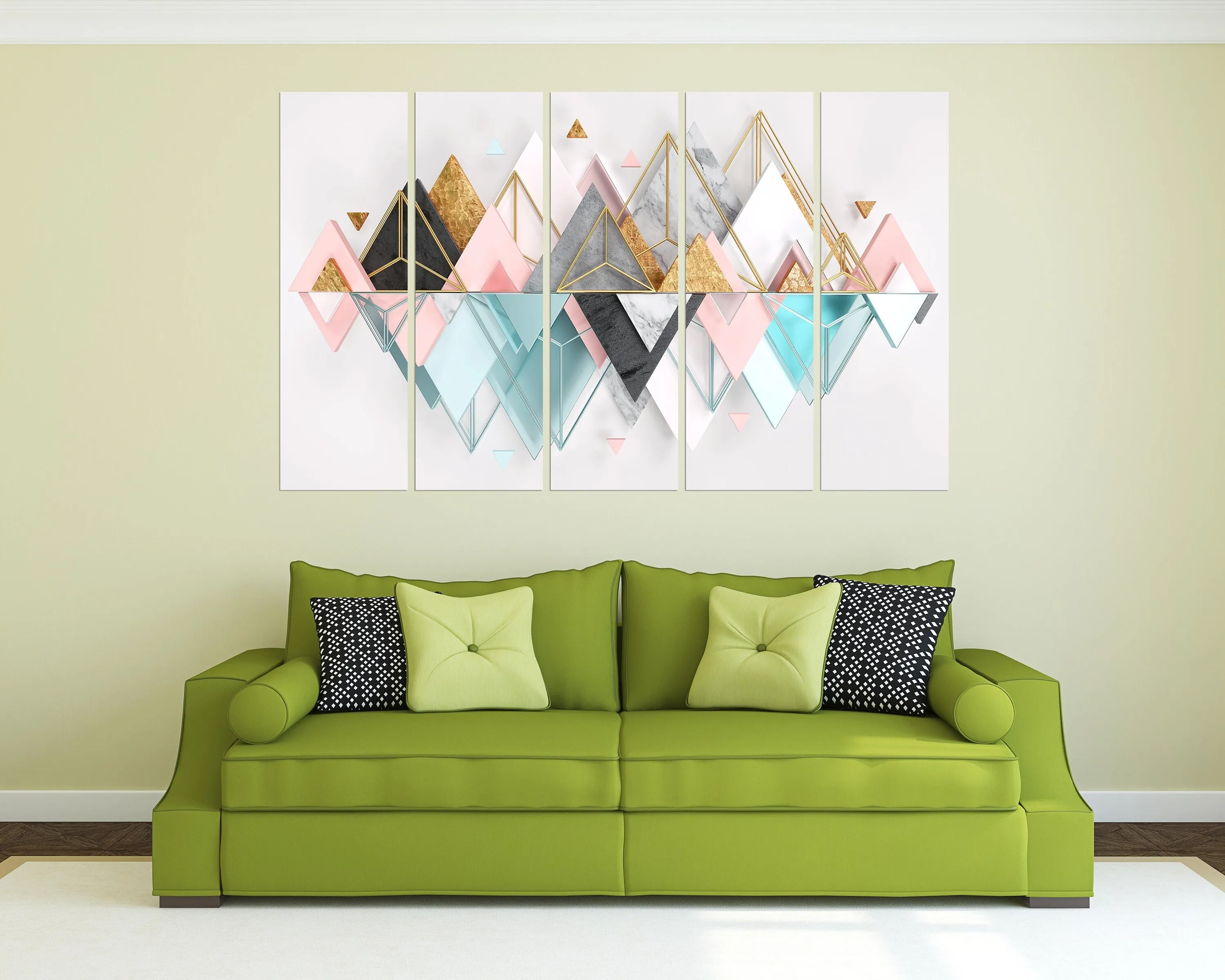 Geometric wall art Abstract wall art paintings on canvas Home wall decor Canvas painting Huge wall art Multi panel wall art