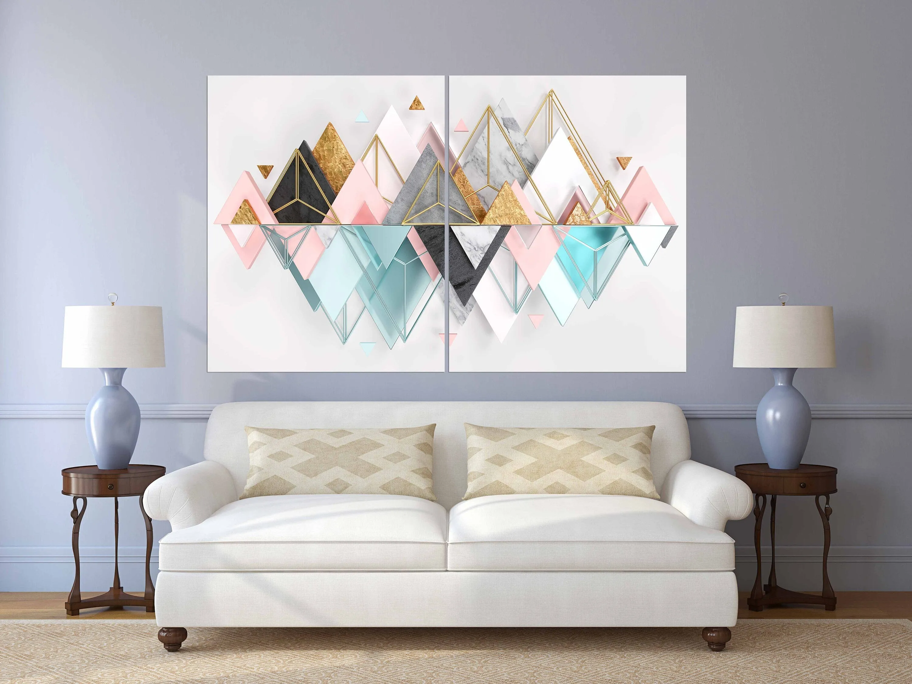 Geometric wall art Abstract wall art paintings on canvas Home wall decor Canvas painting Huge wall art Multi panel wall art