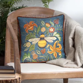 Hawthorn Bee Cushion Petrol