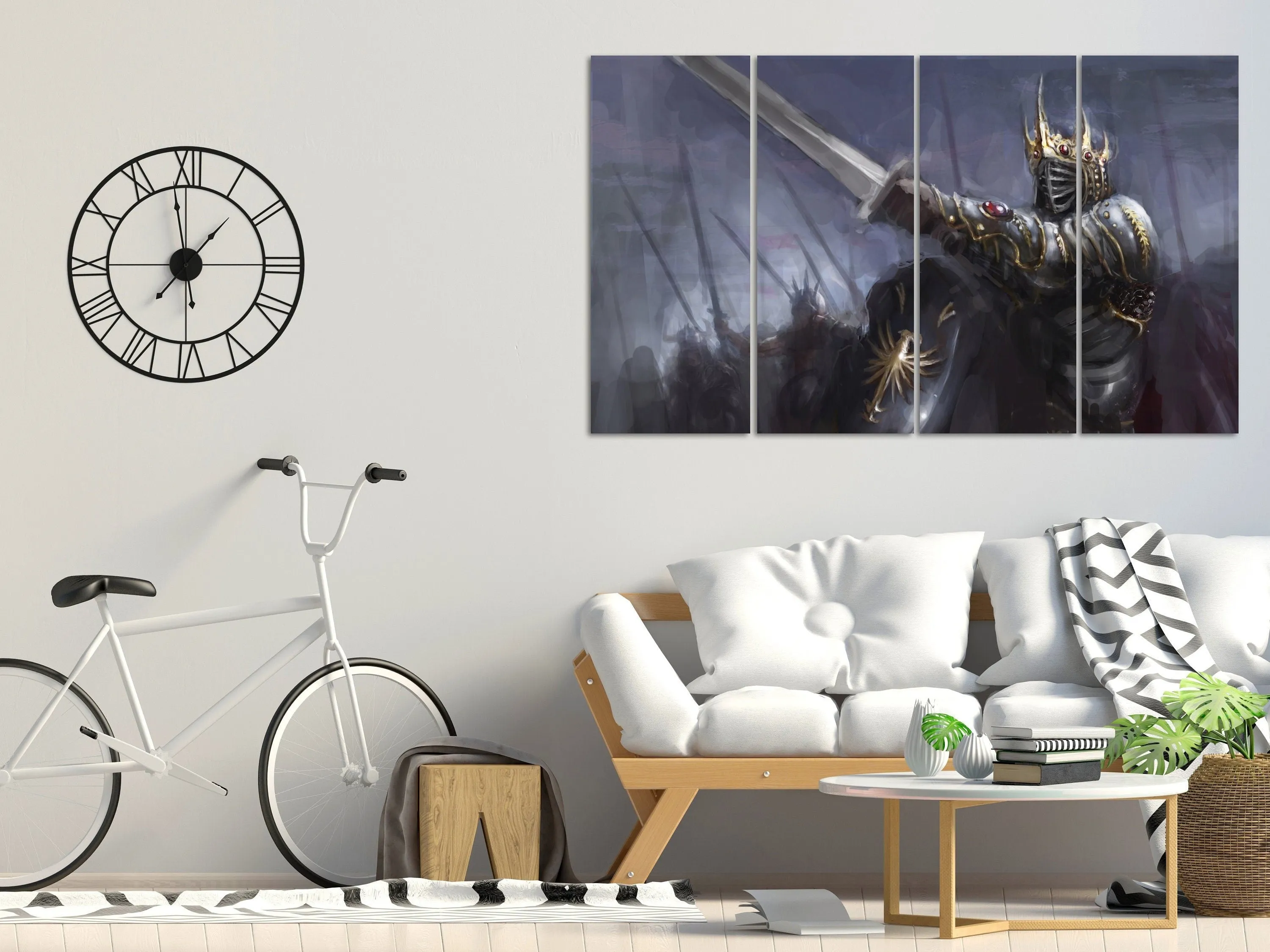 Knight wall art, anime canvas painting, nursery wall decor, sword art, fantasy art print, dark fantasy wall art, knight poster