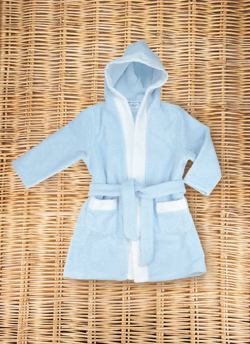 light blue terry bathrobe