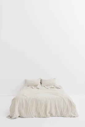 Linen Duvet Cover Olive Stripe