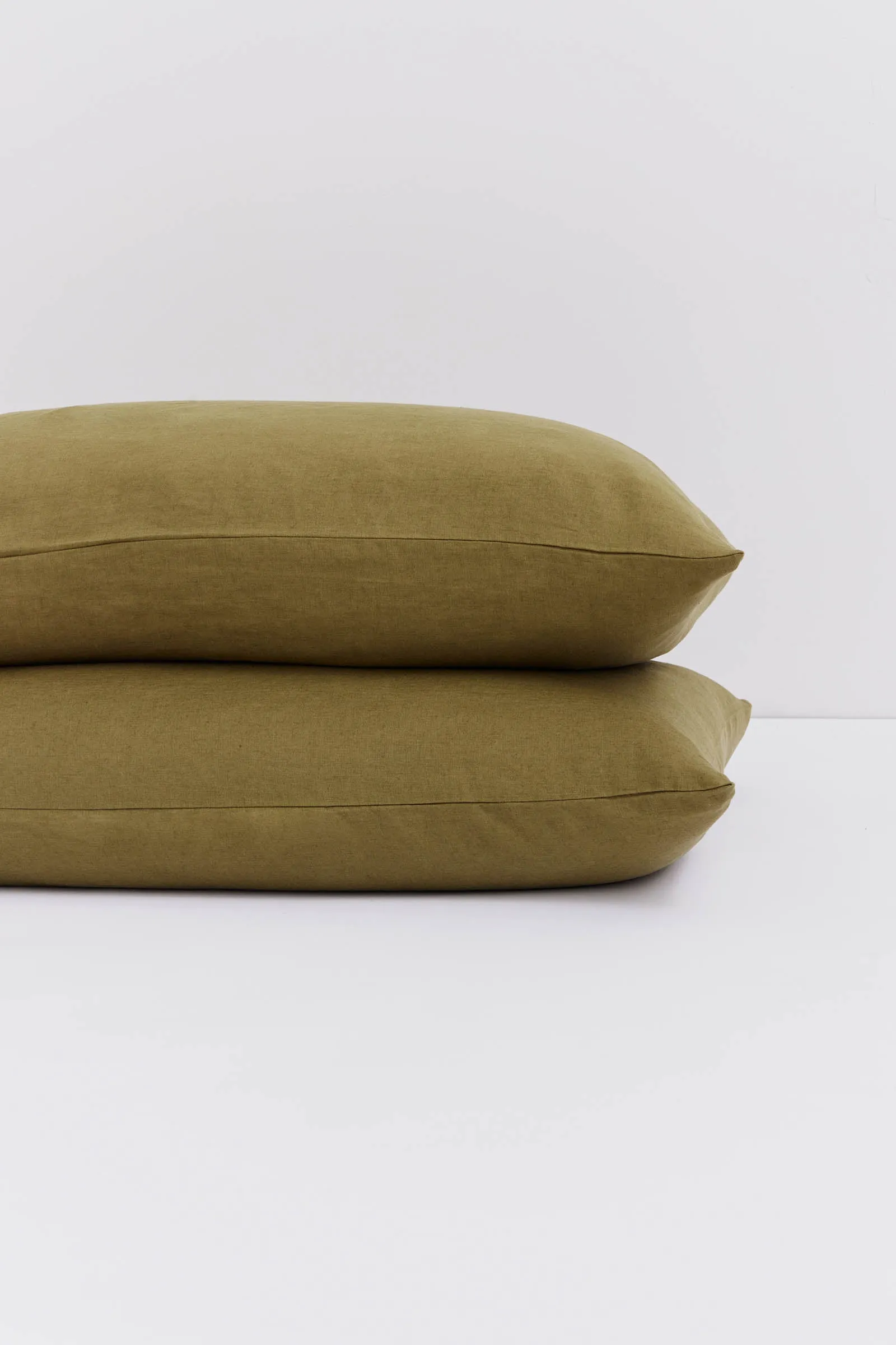 Linen Standard Pillow Cases Olive