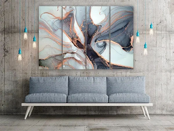 Marble wall decor canvas abstract gold and black Abstract wall art paintings on canvas multi panel wall art Marble canvas