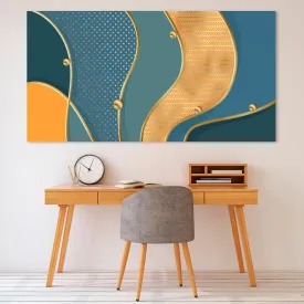 Modern abstract wall art with waves in blue colors, multi panel canvas room wall decor, extra larde set of three printable artworks