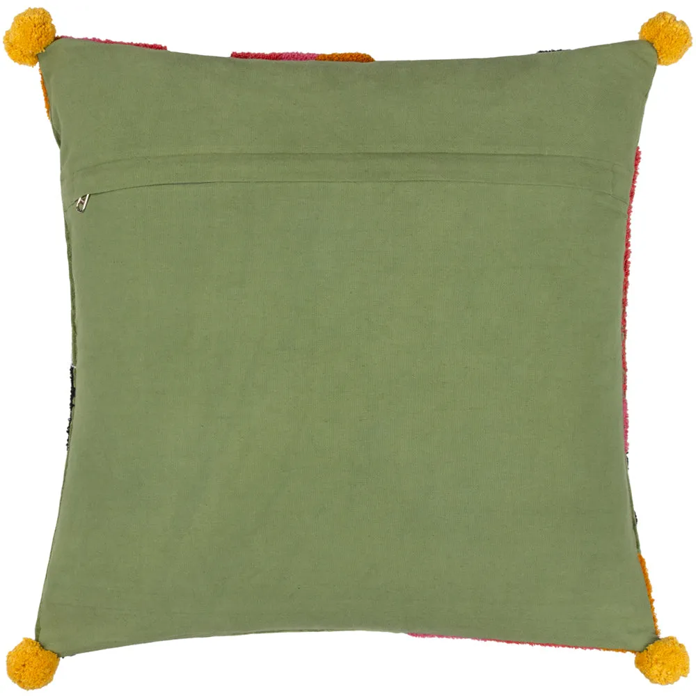 Poppy Cushion Khaki/Pink