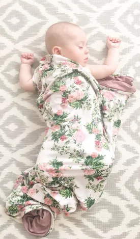 Swaddle Blanket  - Beige Floral