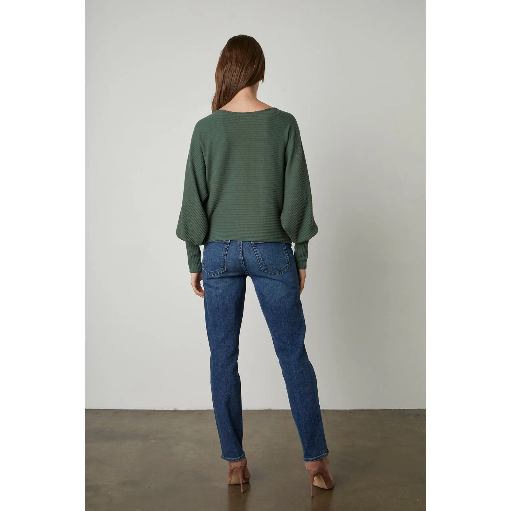 Velvet Women's Lux Rib Long Sleeve Sweater - CYPRESS