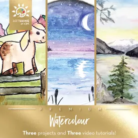 Watercolour Art Kit   Video Tutorials |  Create Fun Projects Using Watercolour Palette, Tubes, and Pencil Crayons (Premium Box)